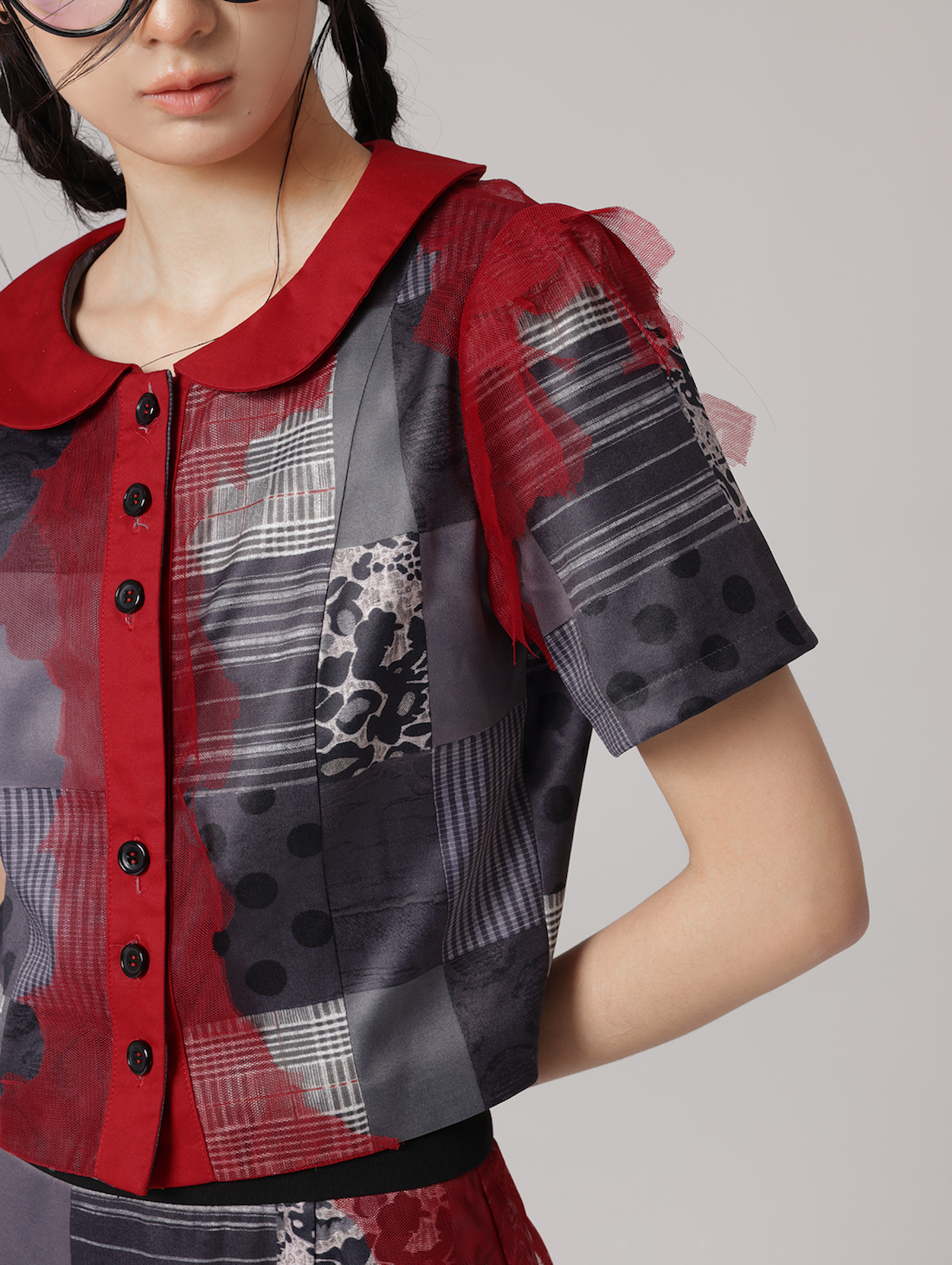 Grille Impression de point de point en maille et jupe