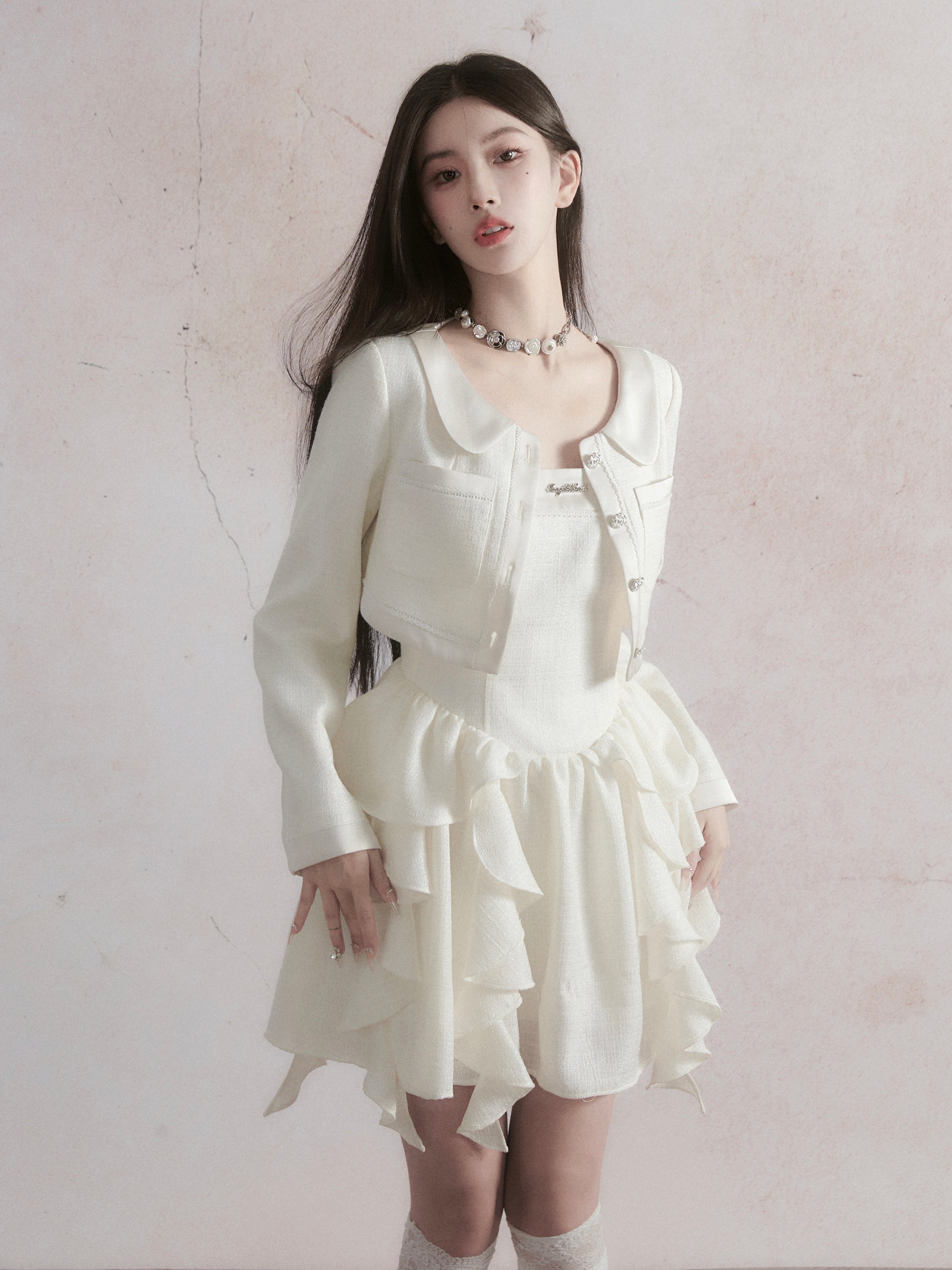 Tweed Wind Girly Short Jacket & Suspender Kleid