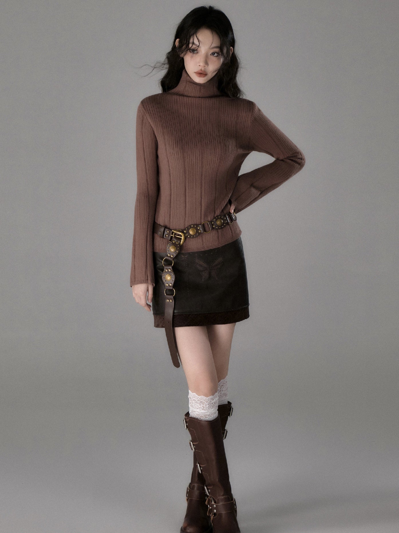 Hochkragen -Strickpullover