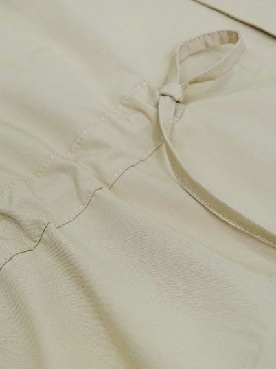 짧은 슬리드 드로 스트링 허리 셔츠 원피스