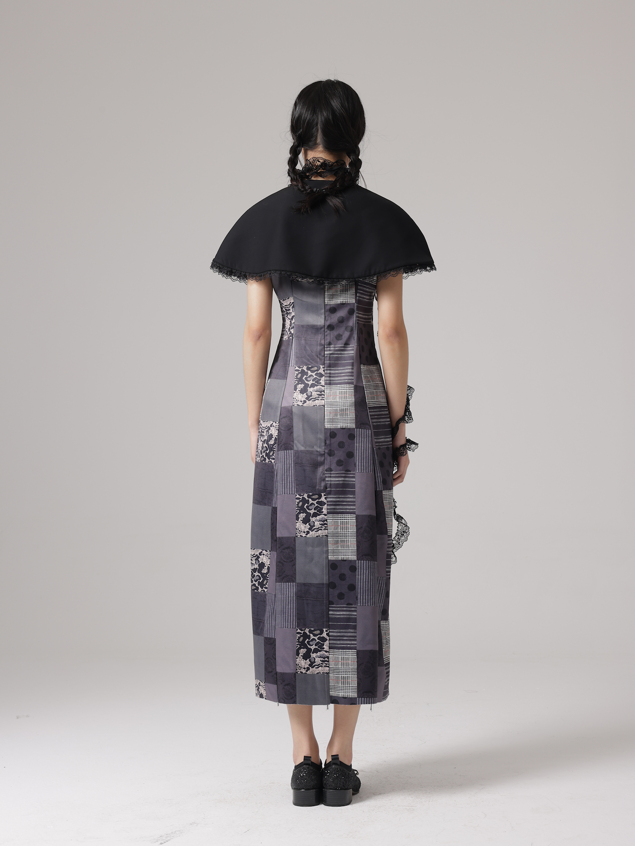 Patchwork Mosaic Imprimer Robe Lace Scharf et Cloak 3 Pieces Set