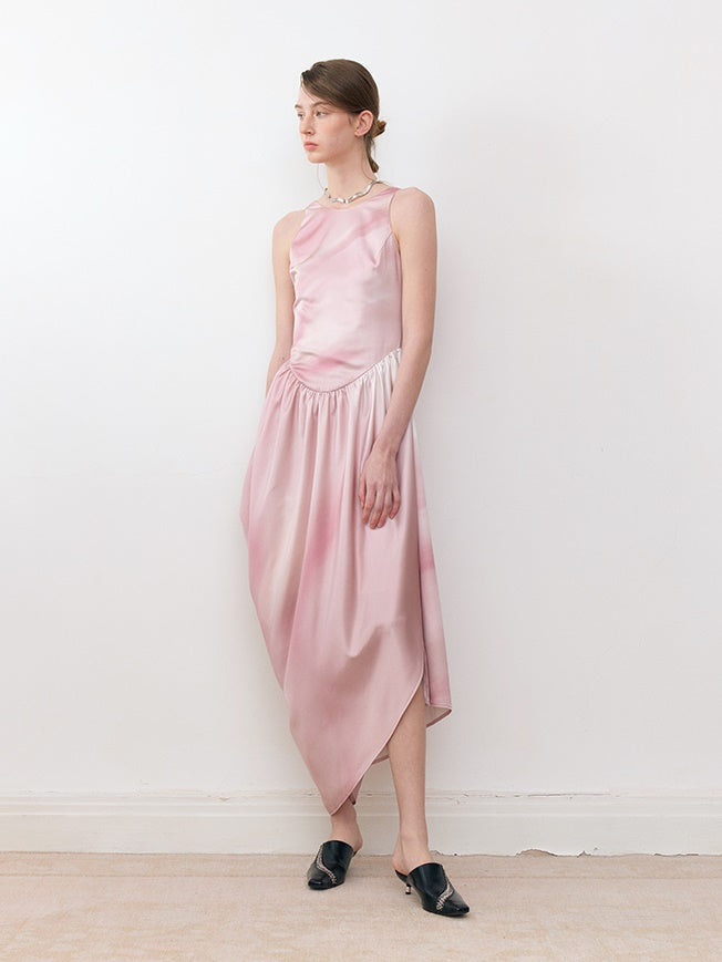 Mudged Print Dreimetrie Rückenfreies Kleid Kleid