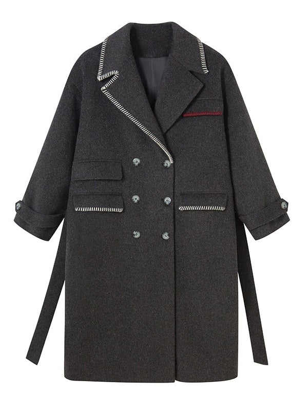 Lose fallen gelassener schultergestickter Gürtelmantel