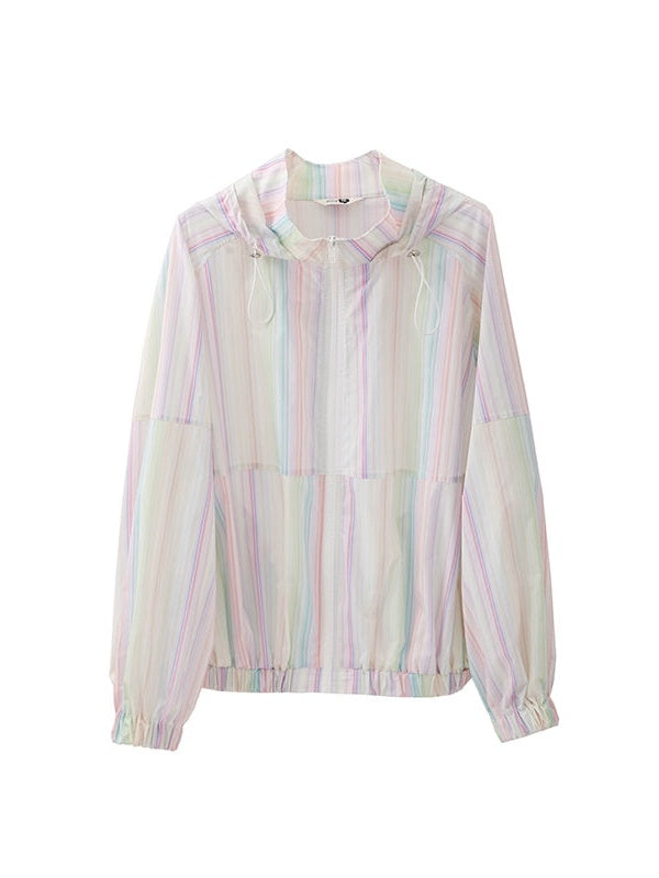 Rainbow Striped Windbreaker & Short Pants