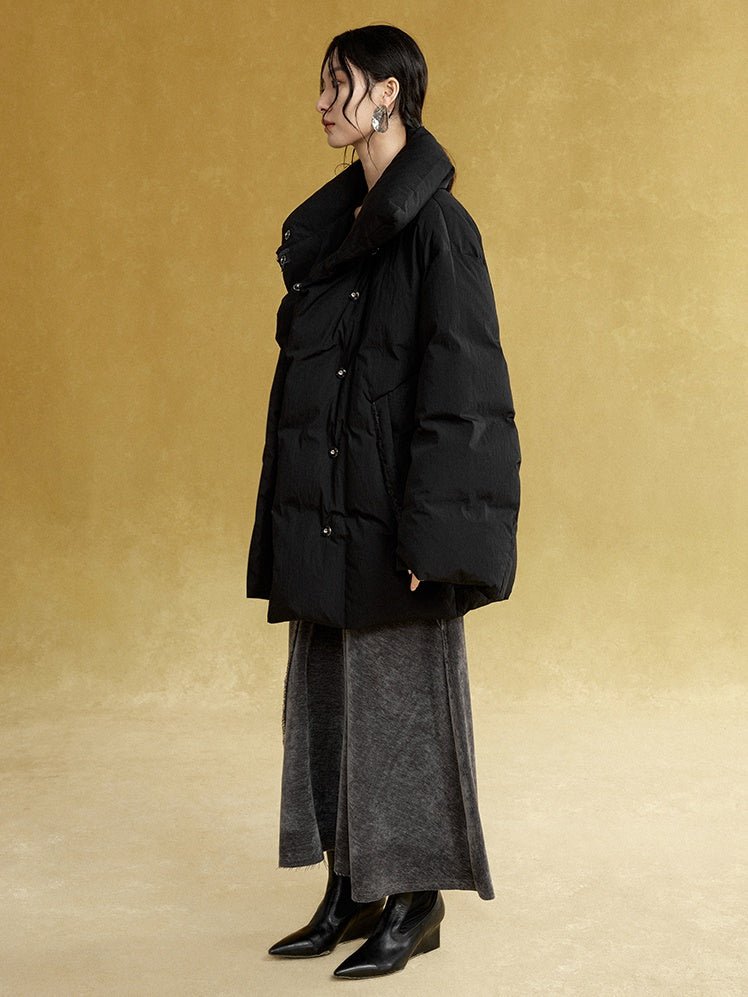 High-Neck Mid-length Down Jacket