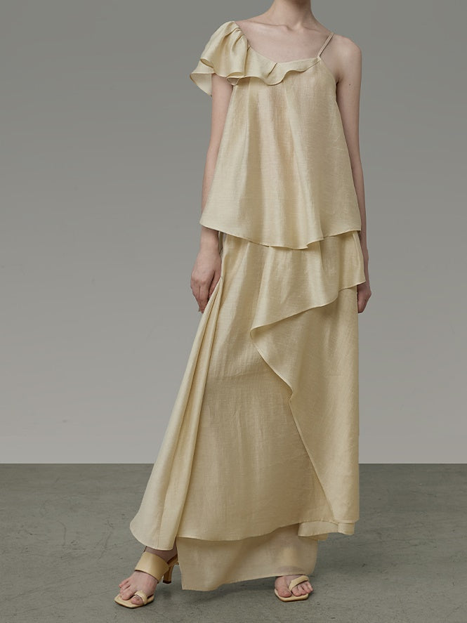Asymmetry Frill A-Line Camisole & Irregular Skirt