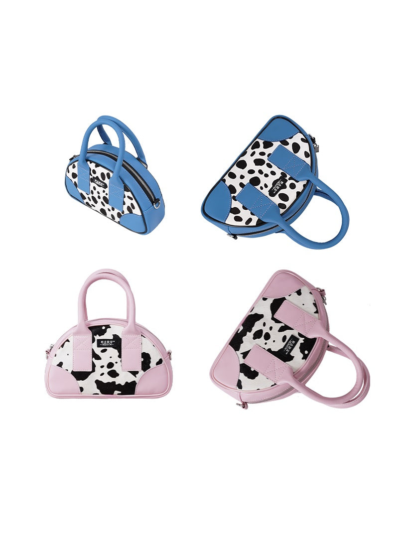 소 패턴 가죽 미니 메신저 백