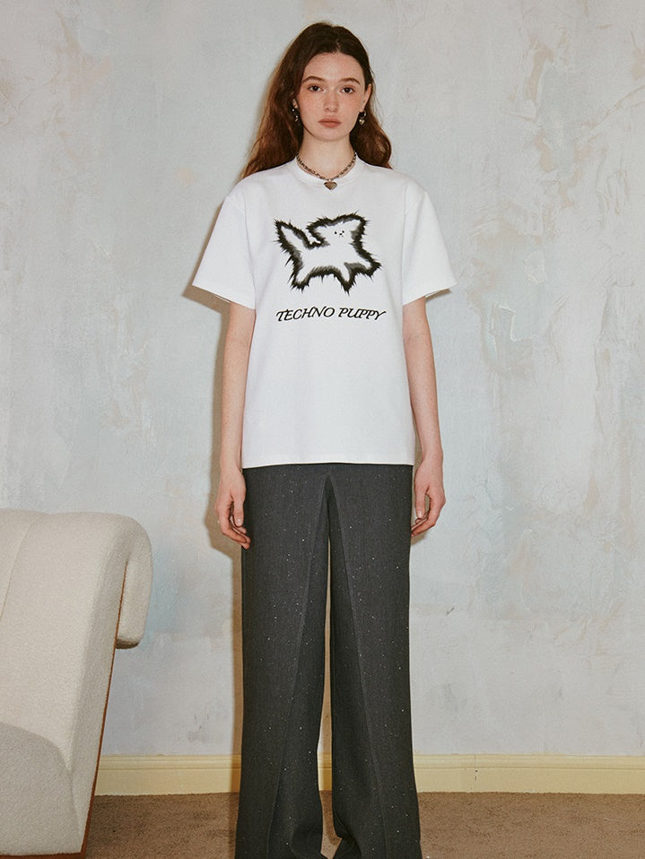 Electronic Explosive Puppy Print T-shirt