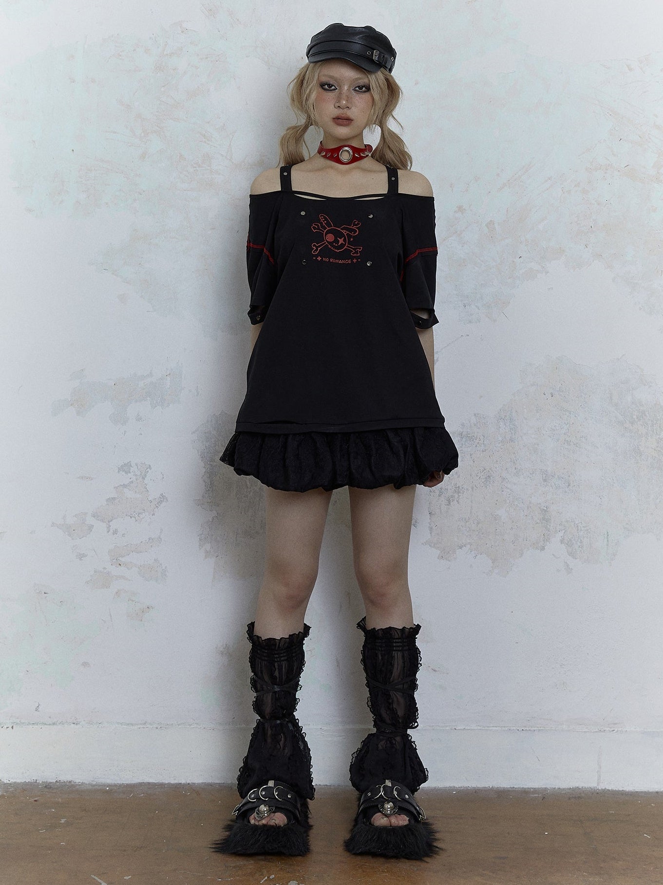 Hollow Front And Back Loose Printed Hole T-shirt