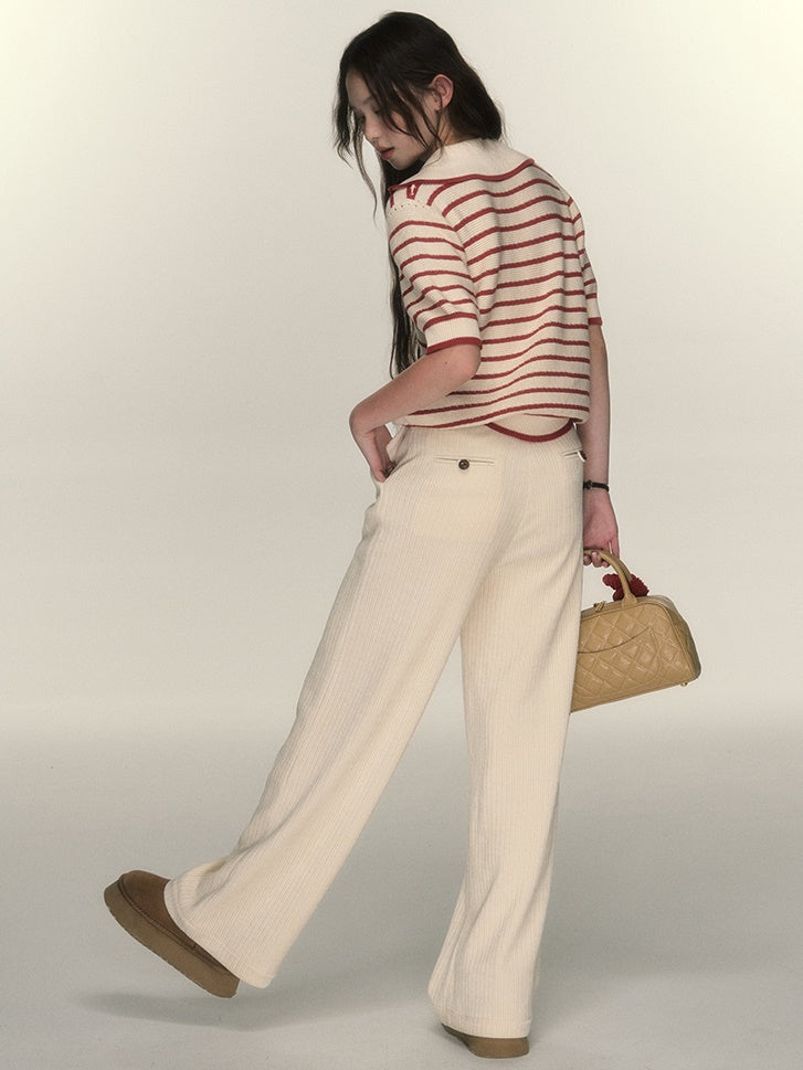 High Waist Corduroy Taste Straight Casual Pants