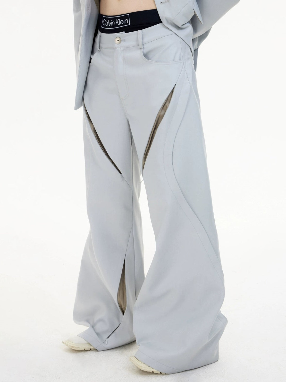 Hollow Flared Silhouette Wide-leg Pants & Hollow Design Jacket