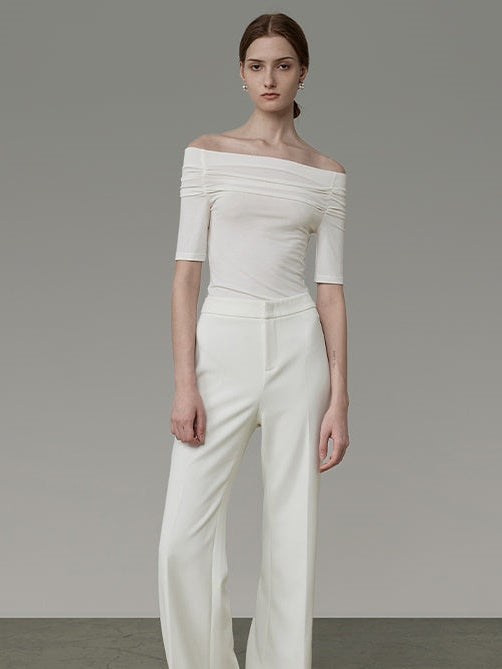 Off-shoulder Pleated Top