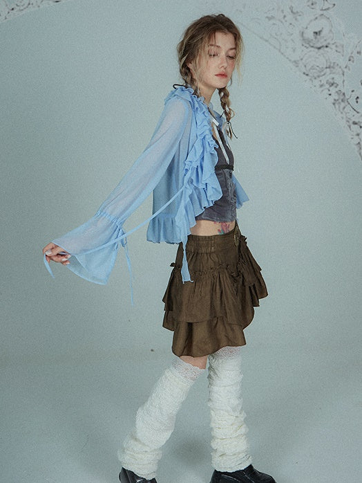 Ruffless Trompetenhülle Langarm Shirt