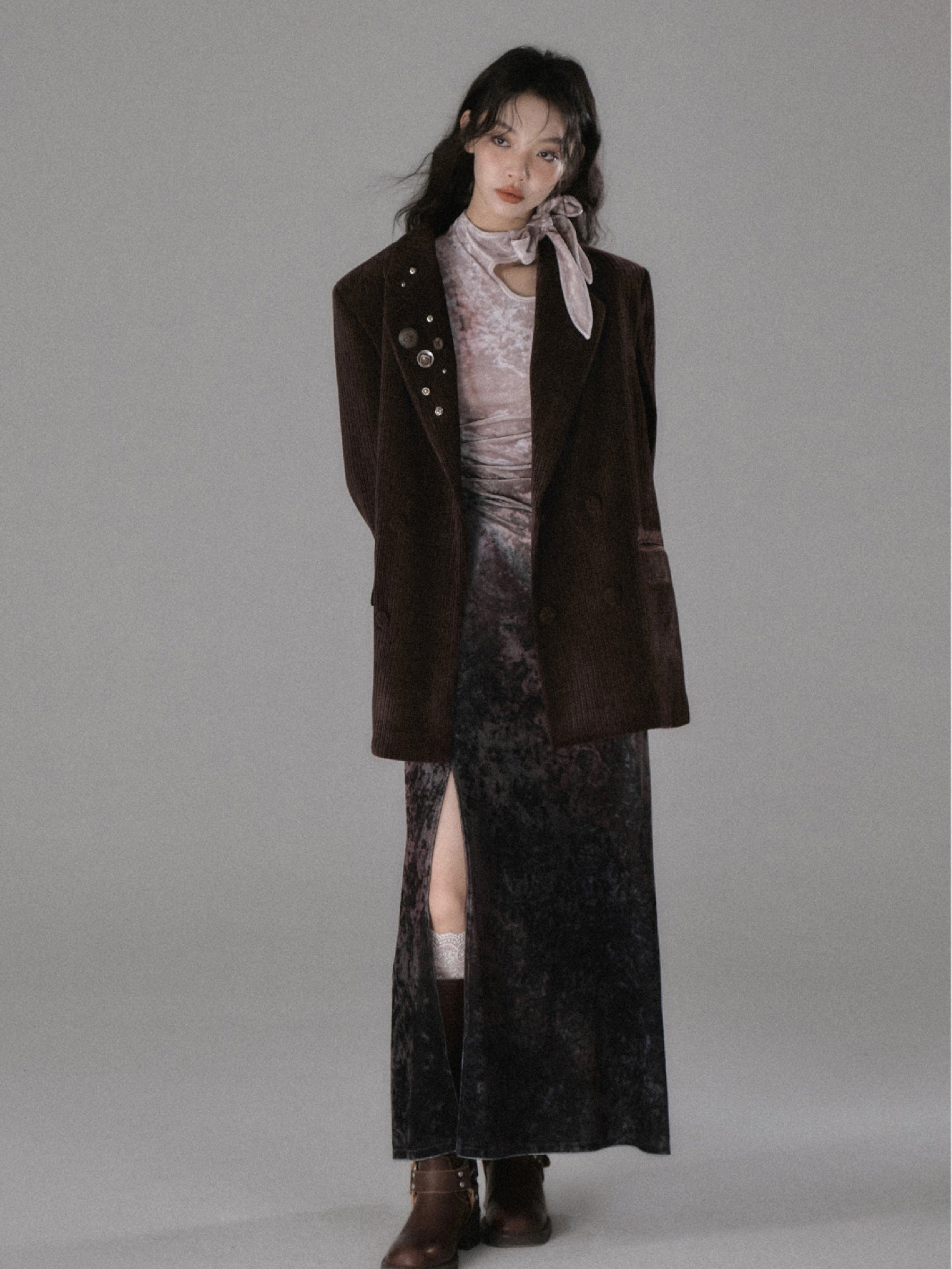 Double Breasted Loose Corduroy Jacket