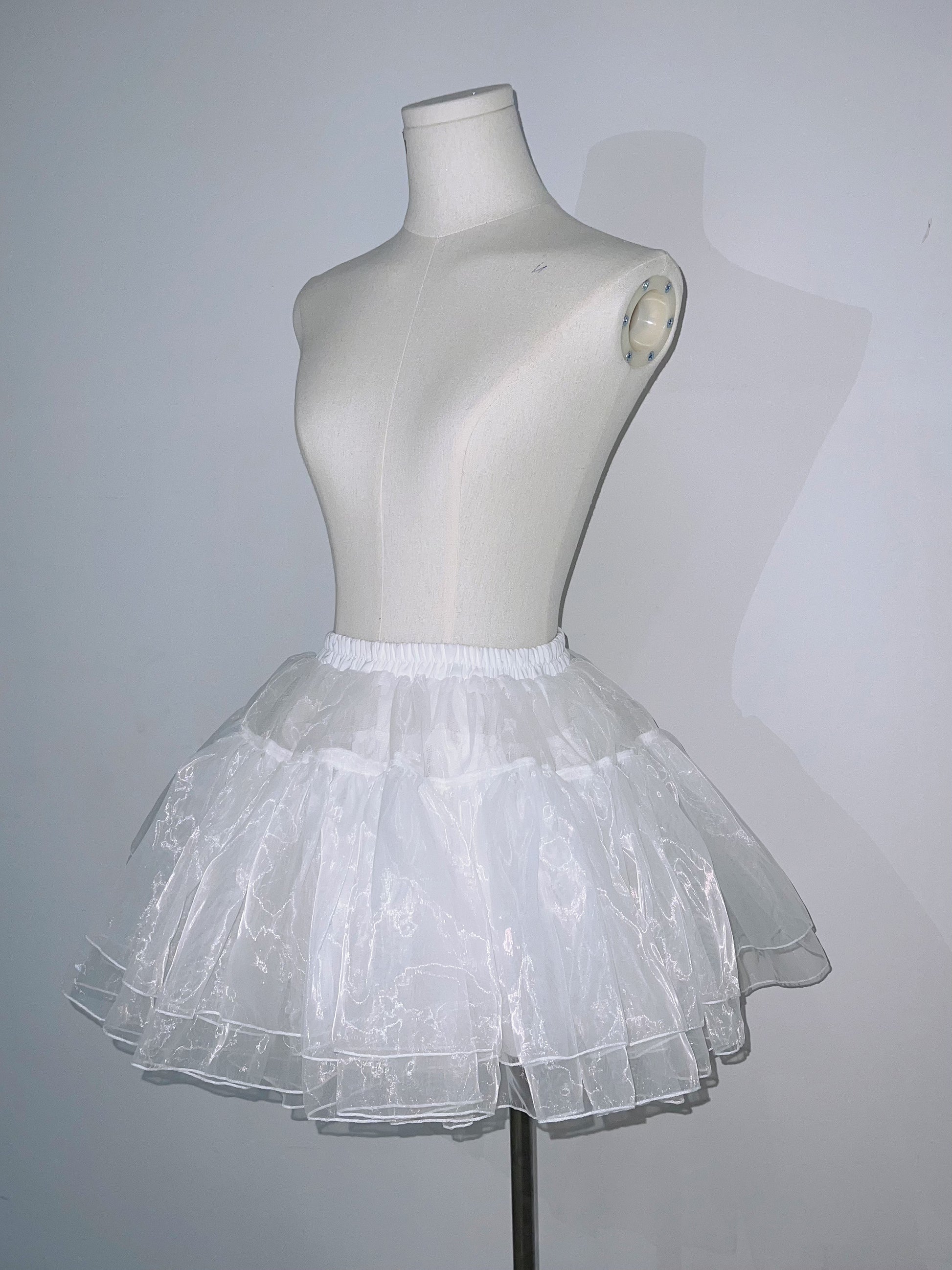 V-neck Frill Short Dress & Pannier