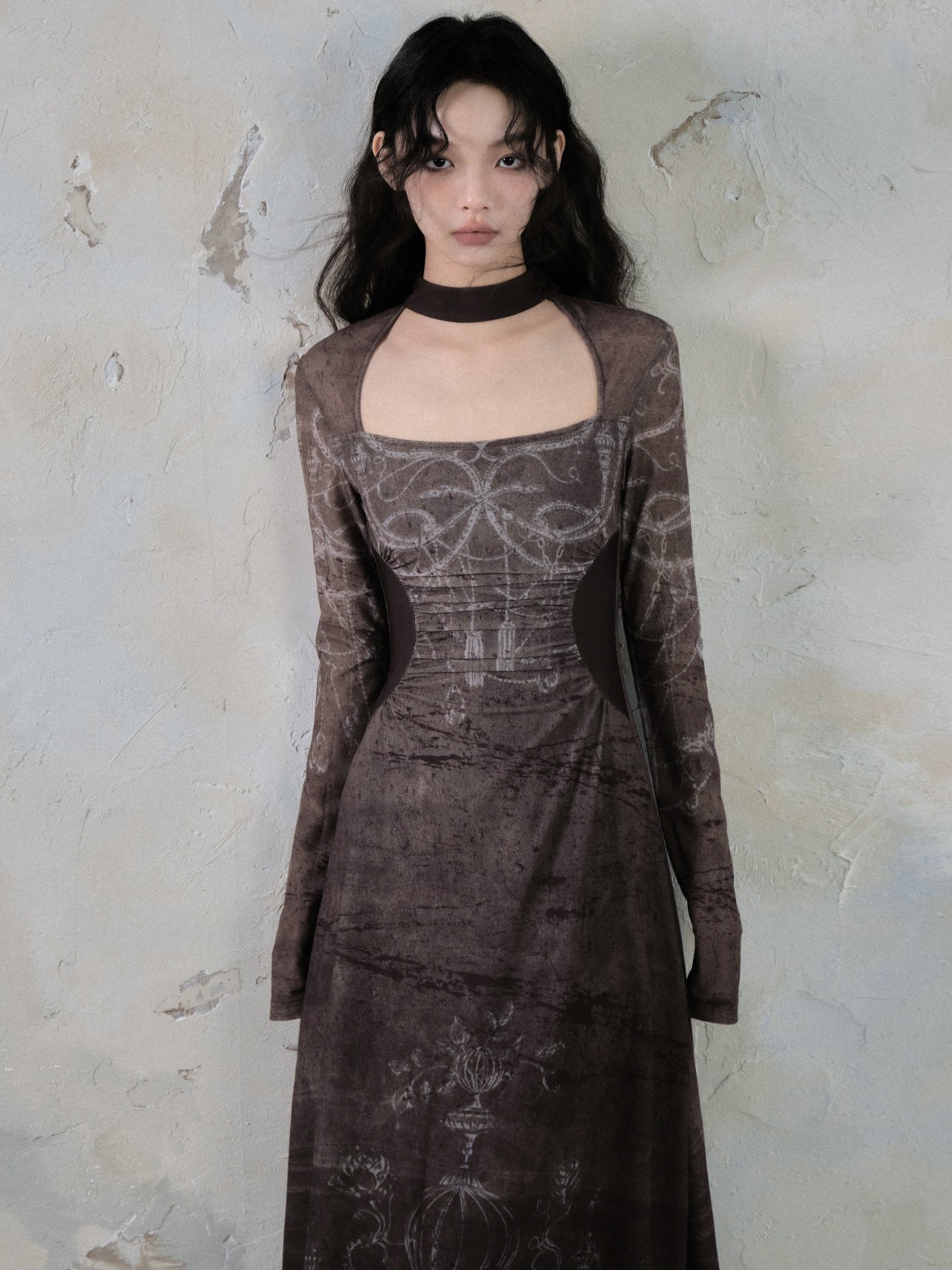 Taille imprimée Slim Long Robe