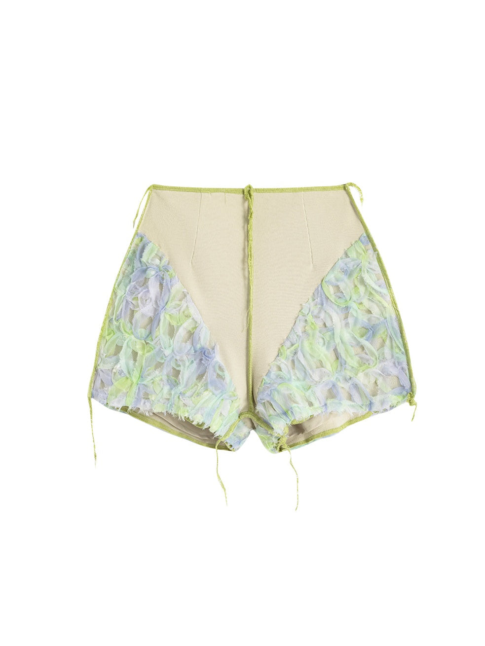 Blumengenähte Kurzarm -Top & hohe Taillenshorts