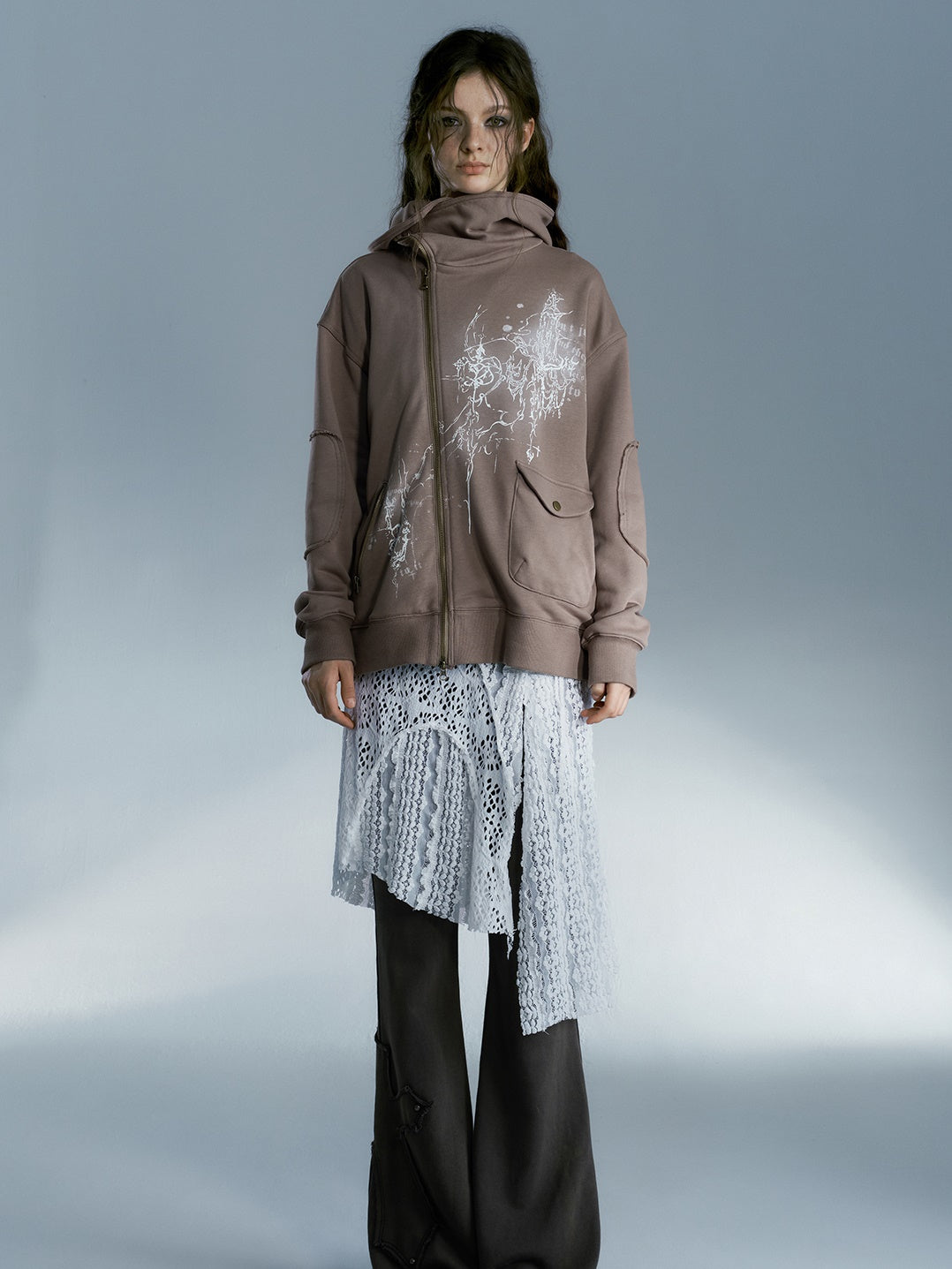 Asymmetrical Loose Zippe Sweat Jacket