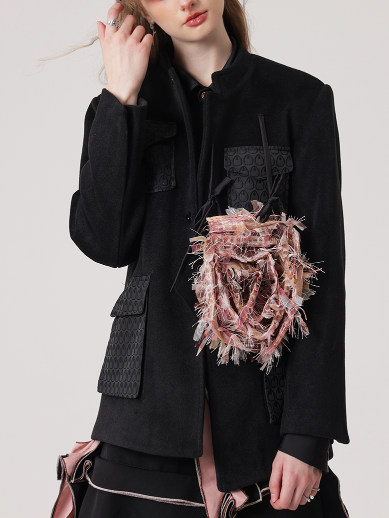 Rose Detachable Mid-mountain Collar Jacket