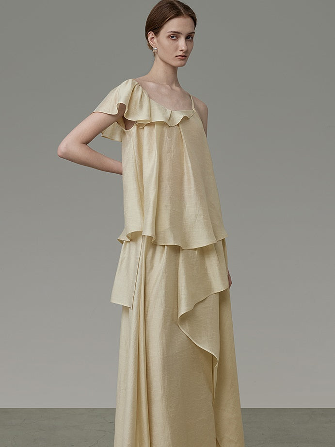 Asymmetry Frill A-Line Camisole & Irregular Skirt