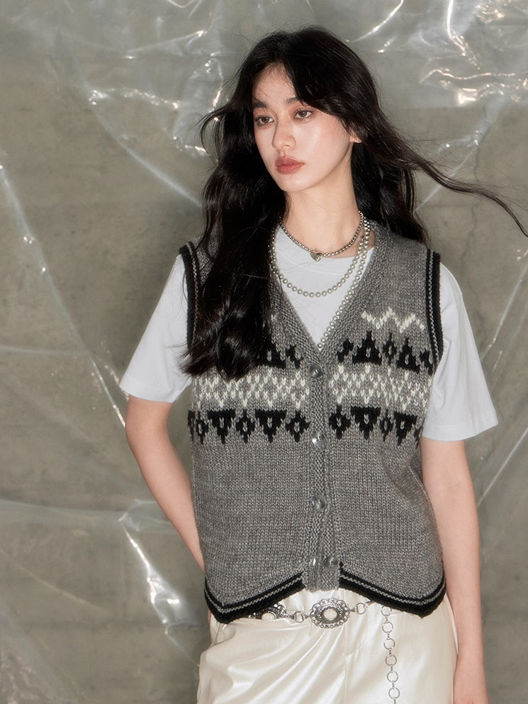 Fair Isle Jacquard Retro Weste