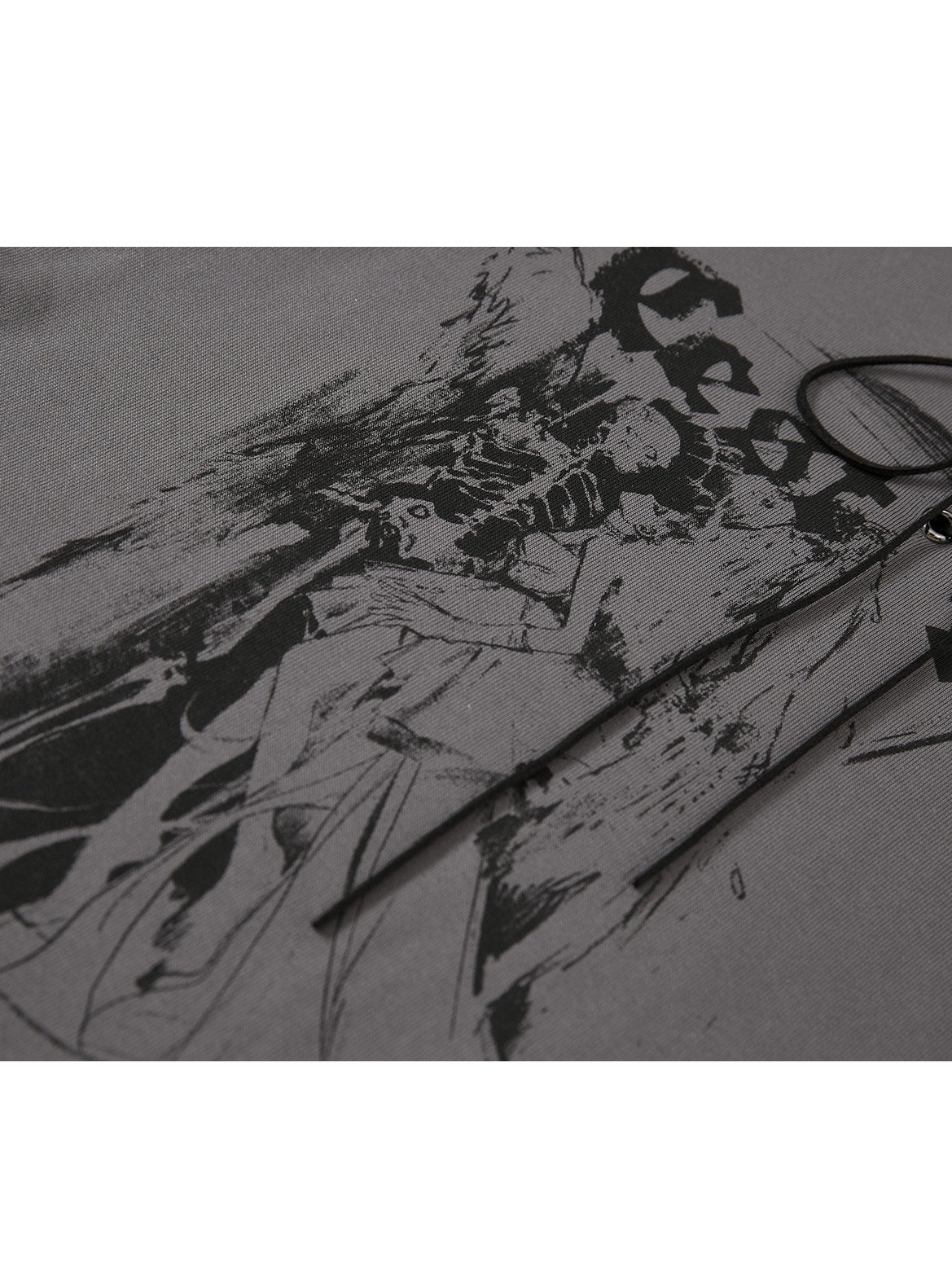 Fake 2Piece Lace-up Print Long T-Shirt