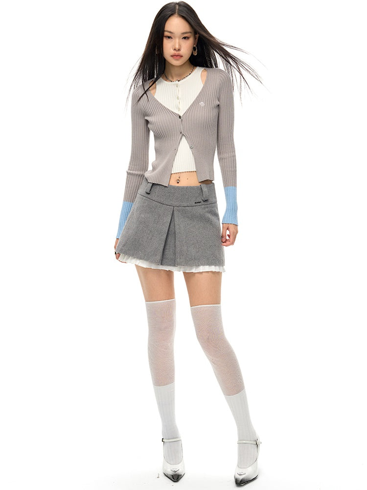 A- 라인 레이스 스티치 스커트