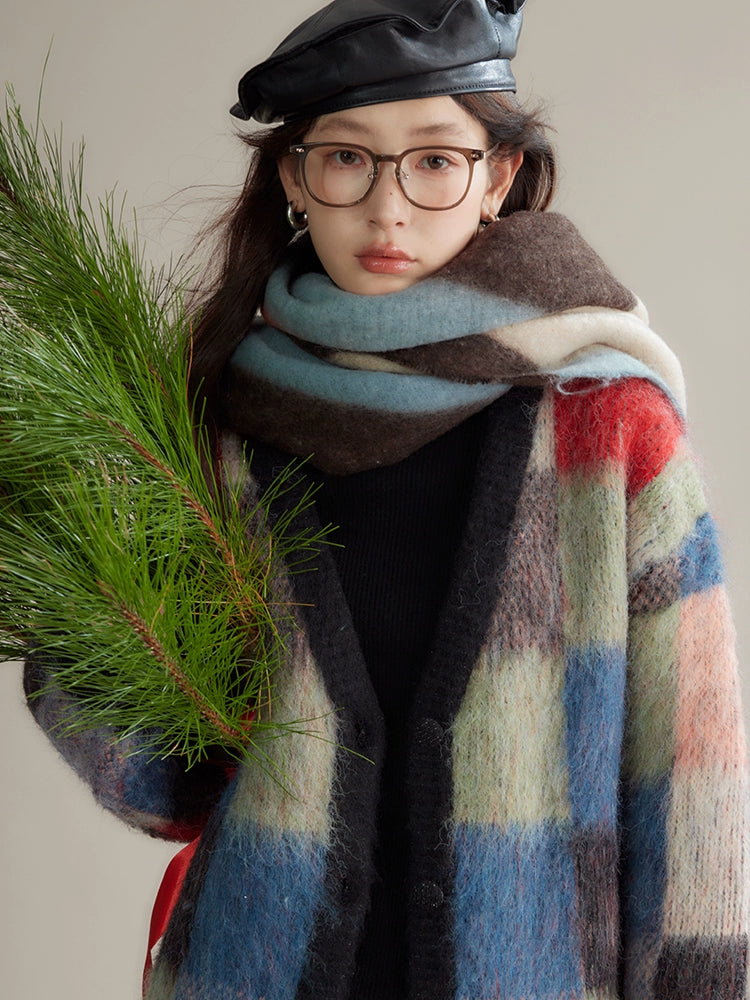 Color-blocking Splicing Tassel Design Muffler