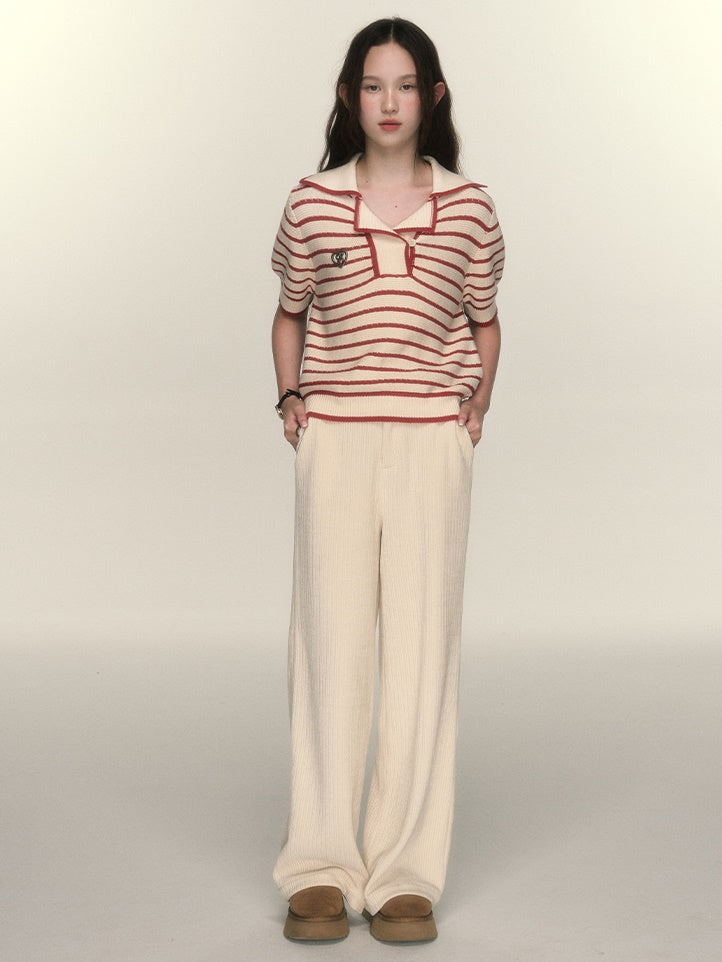 High Waist Corduroy Taste Straight Casual Pants
