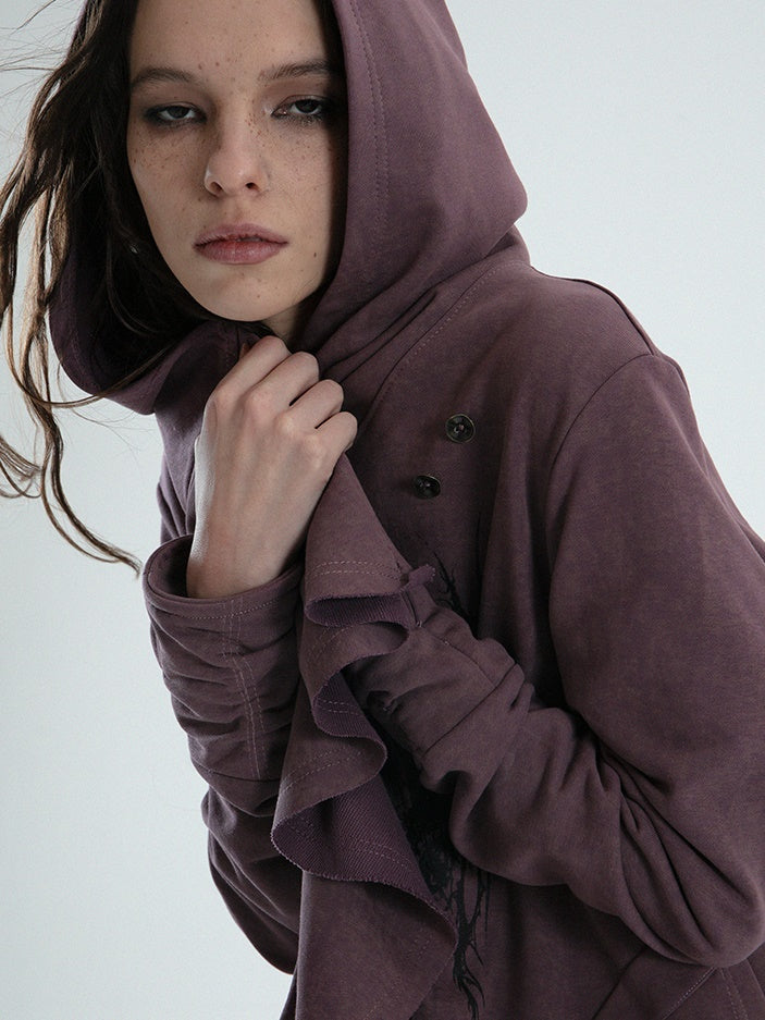 Ruffled Irregular Cut Sweat Jacket