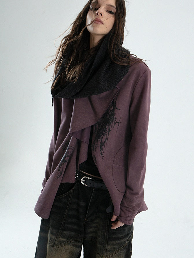 Ruffled Irregular Cut Sweat Jacket