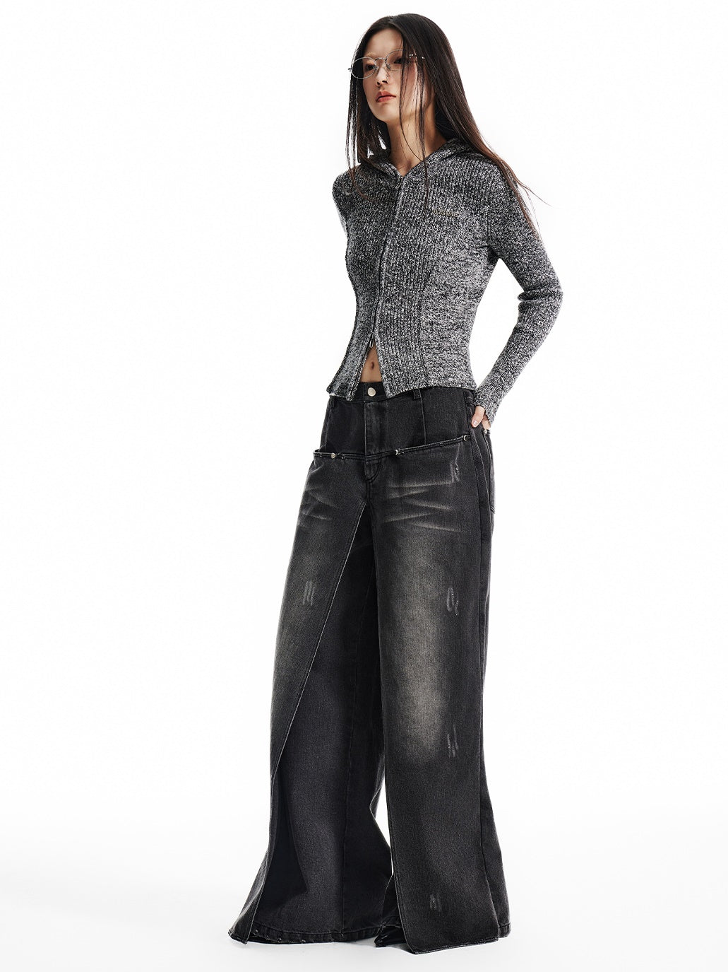 세척 된 층 디자인 넓은 다리 진