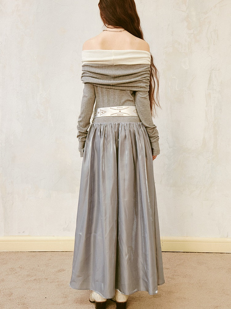 Elegant Off-shoulder Three-dimensional Rose Splicing Dress