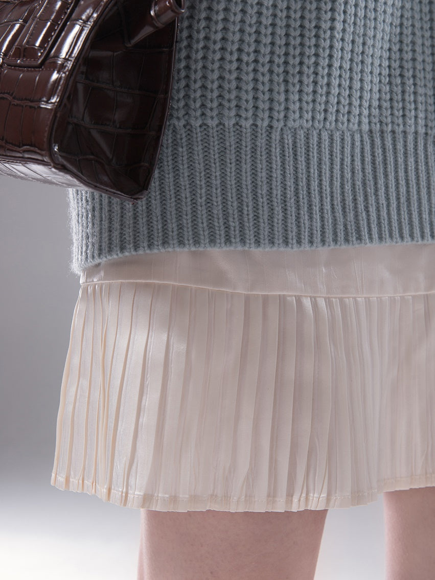 Drop Shoulder Loose Sweater & Suspender One-piece Set-up