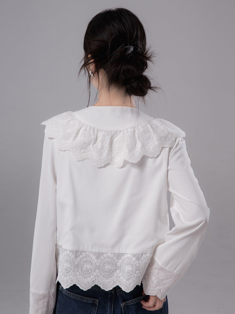 Dekorationskragen Spitzenstichhemd