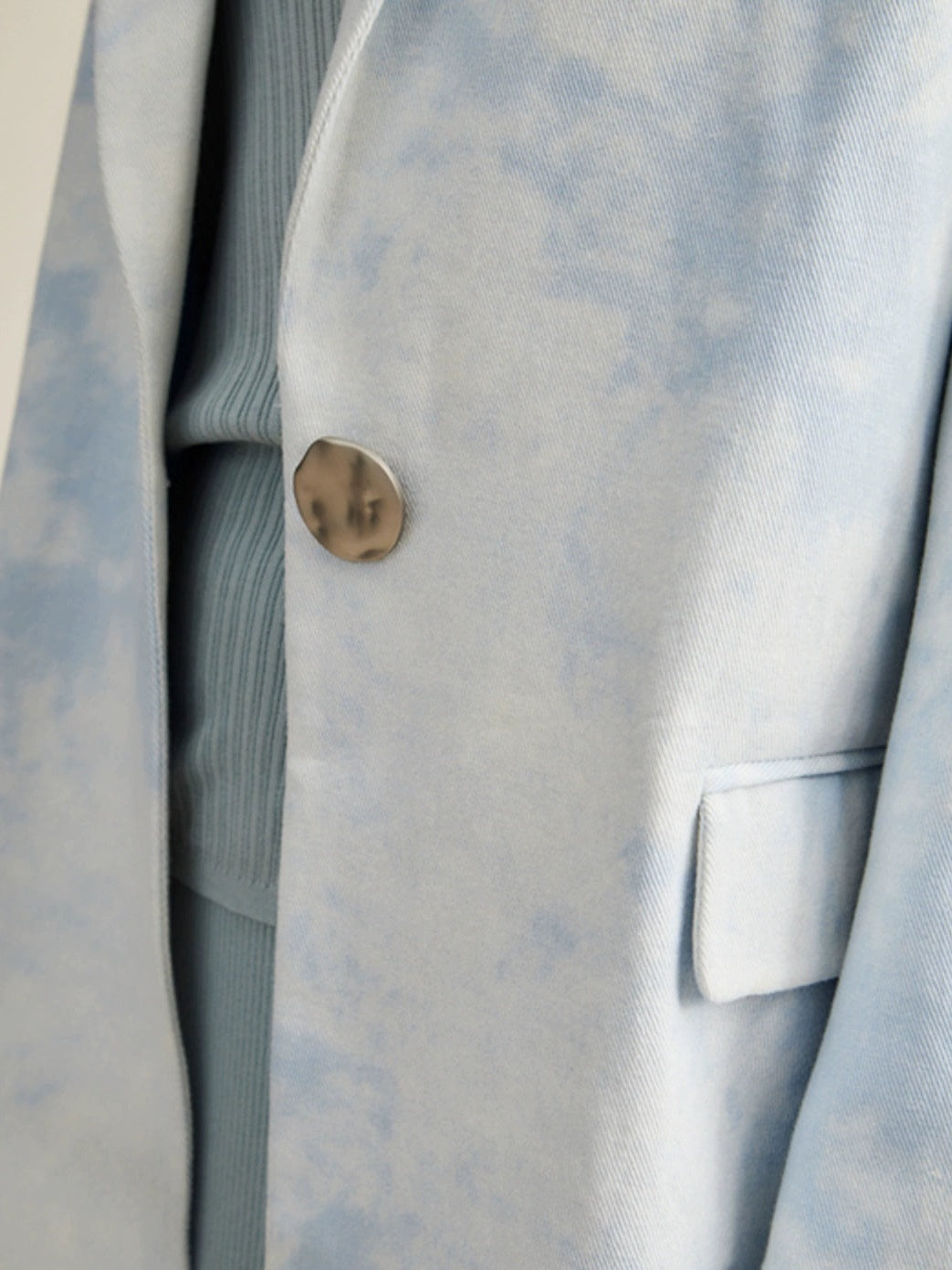 Faded Marble Design Loose Denim Jacket