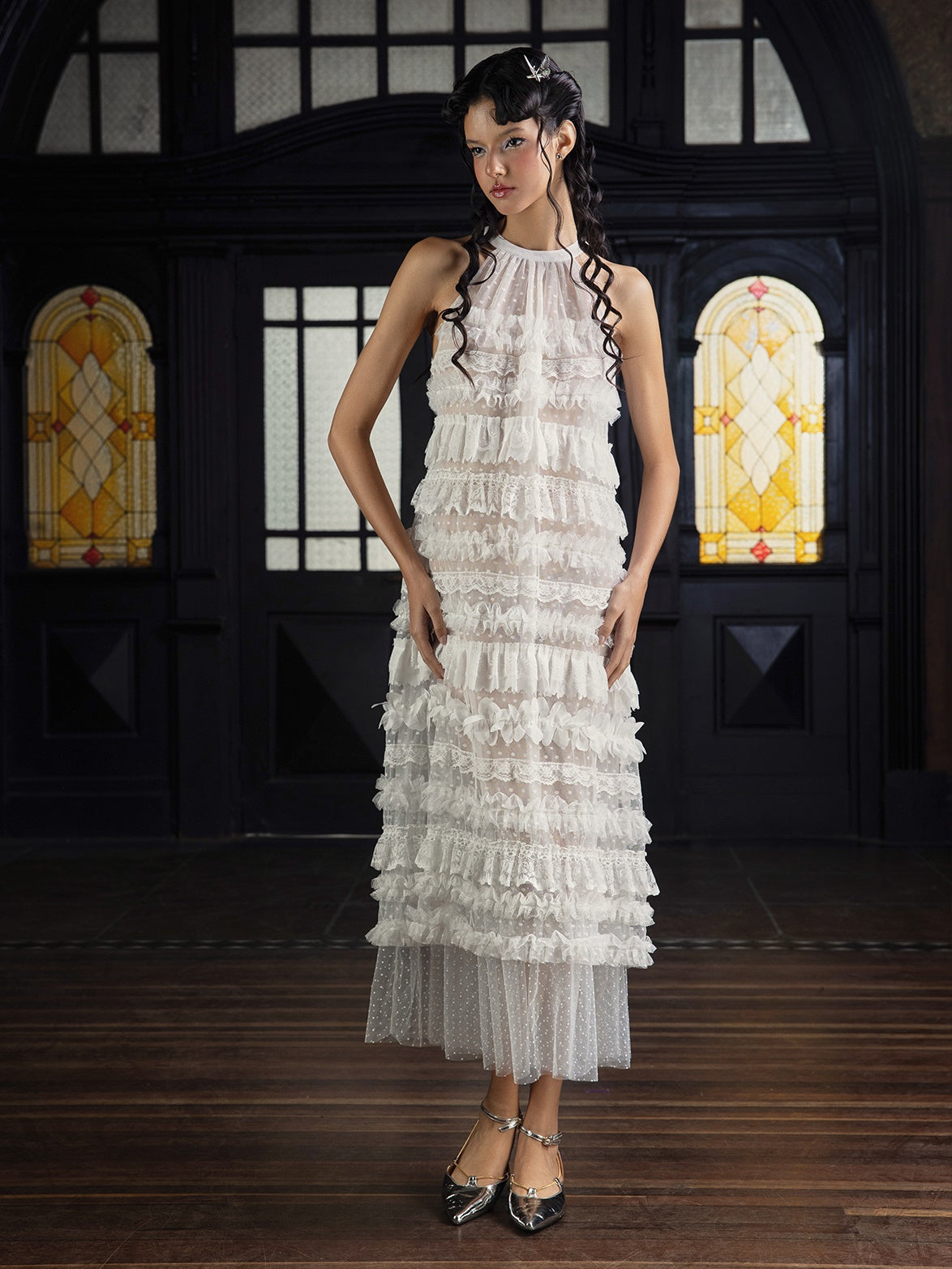 Sleeveress Cake Long Kleid