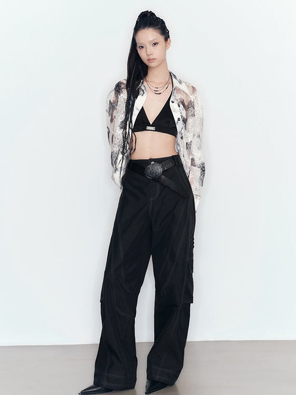 중공 루즈 레이스 니트 가디건 & 브라탑