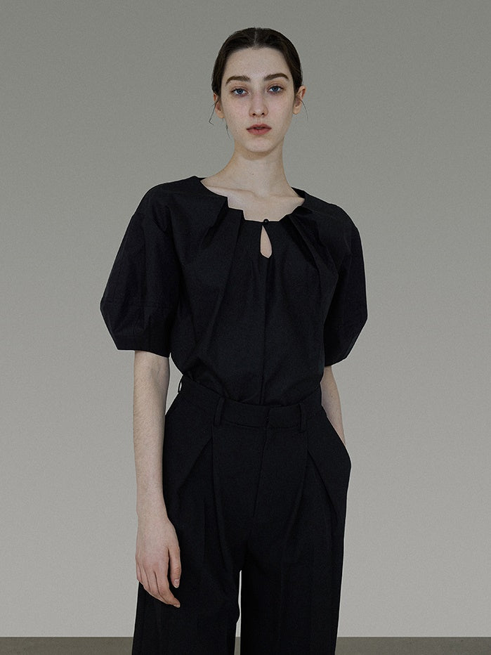 Drop Collar Niche Lantern Sleeve Shirt