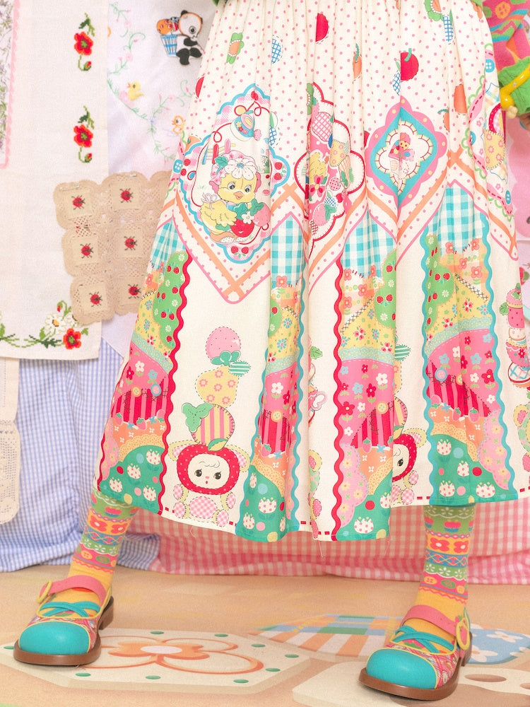 Handkerchief Print Gather Skirt