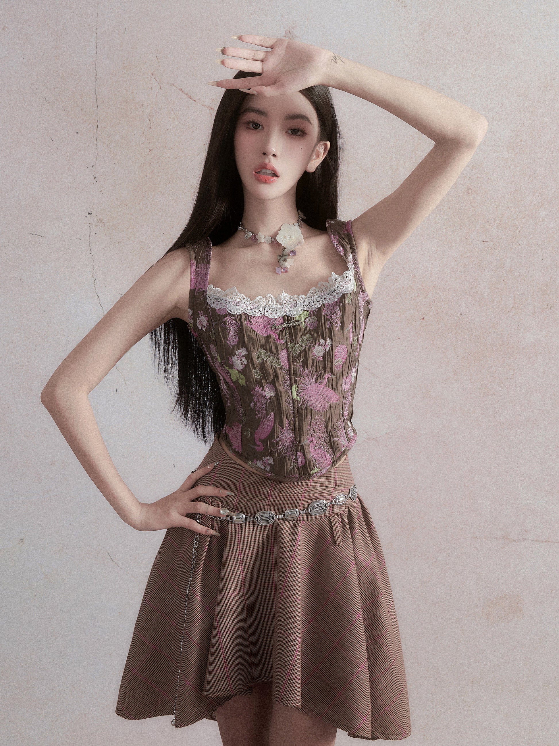 Retro -Spitzenblumenkamisole