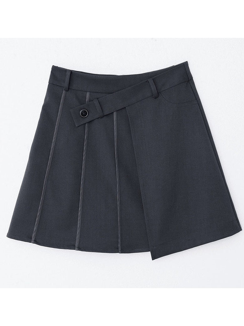 College Style Design Jacket & Pleated Skirt & Jacquard Shirt