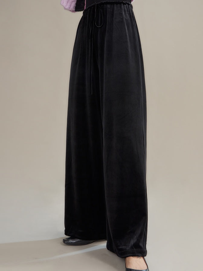 Pantalon décontracté en velours élastique