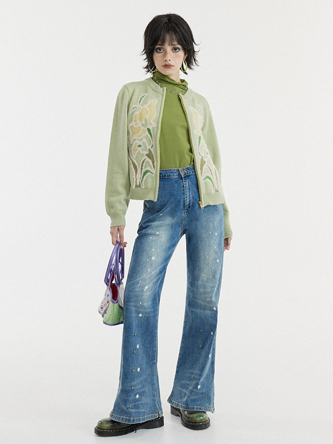 Cardigan jacquard lâche