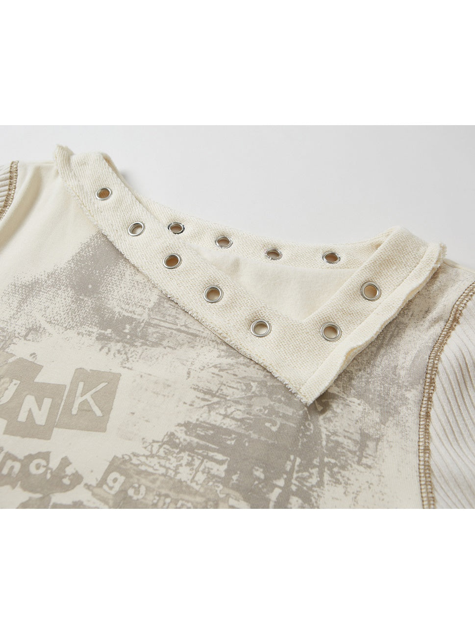 Diagonal Collar Patchwork Graffiti Cutsew