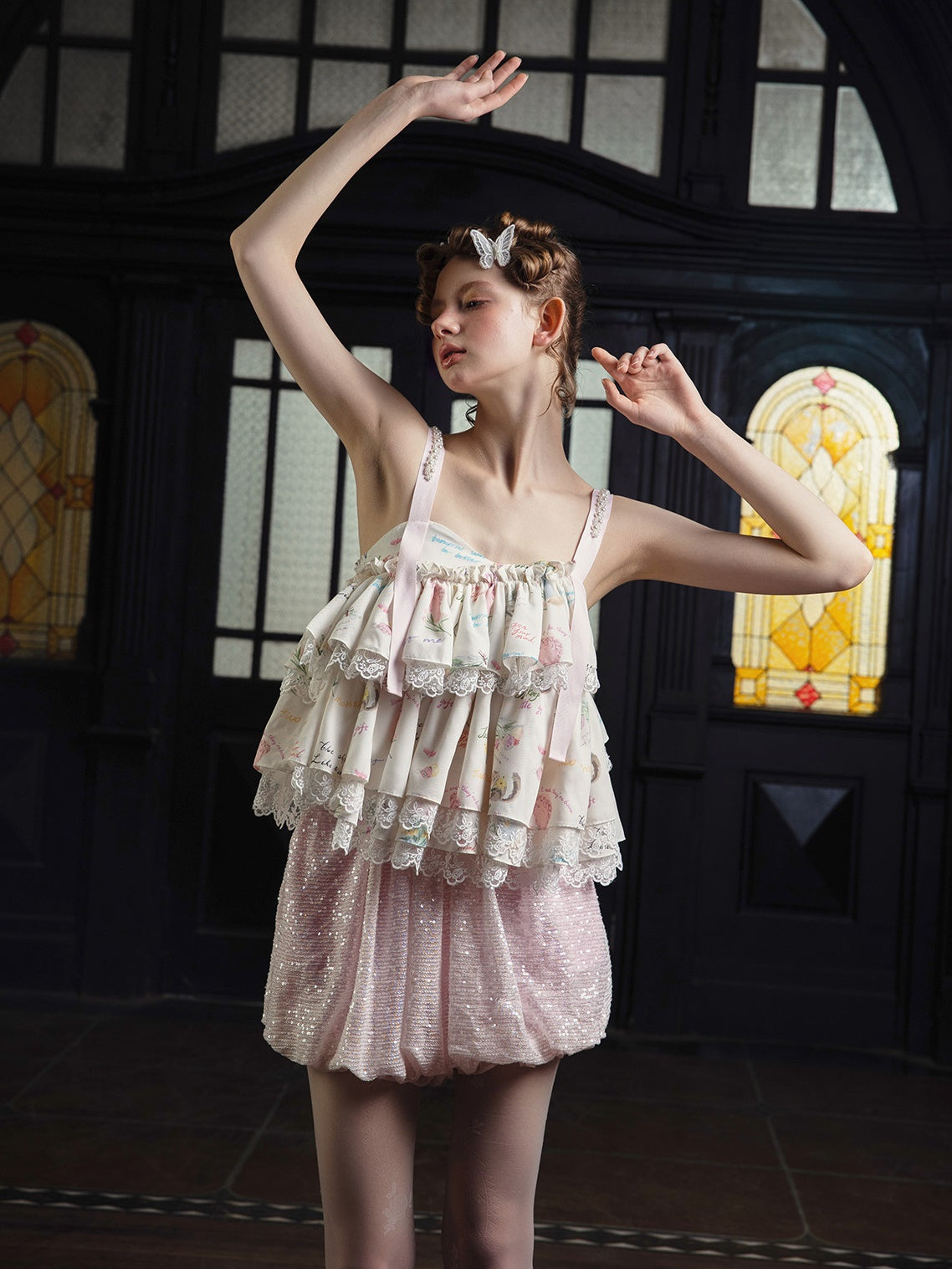 Printed Lace Stitch Cake Camisole