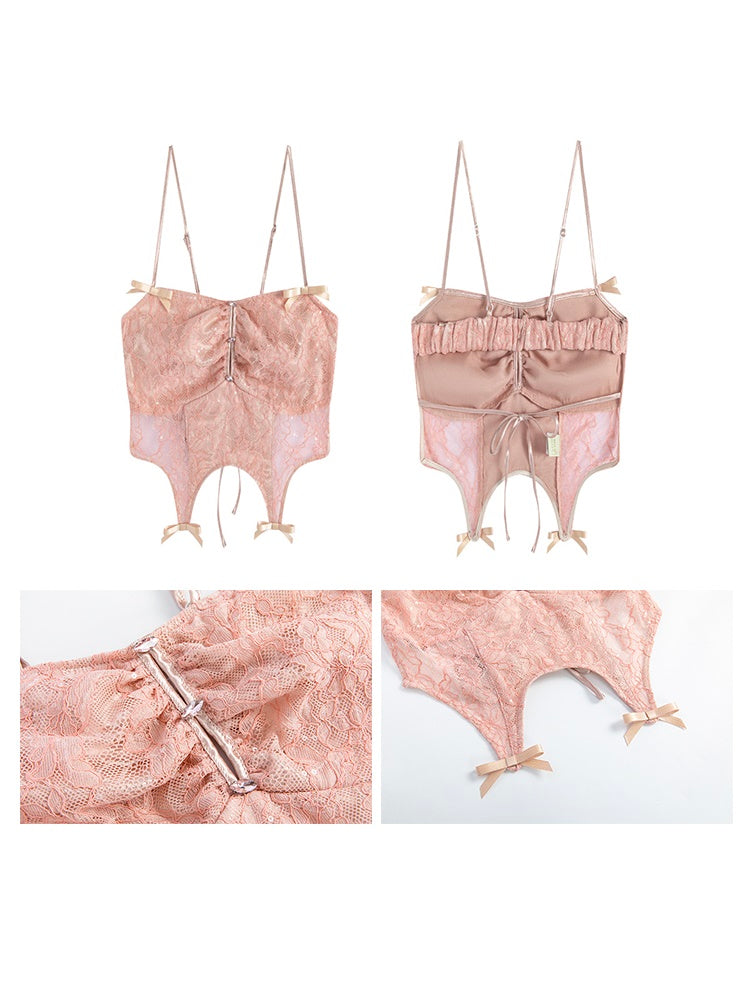 Lace Irregular Hem Camisole & Low Waist Skirt