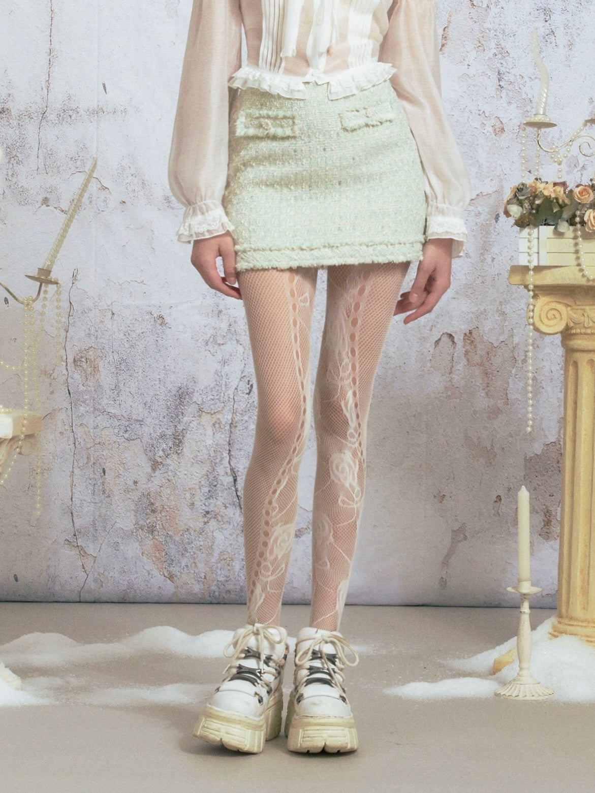 Tweed Raw Edge Camellia Jacket & Skirt