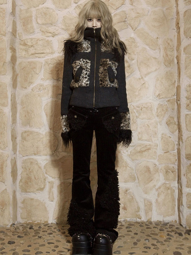 Splicing Low-Waisted Lace-Up Casual Pants