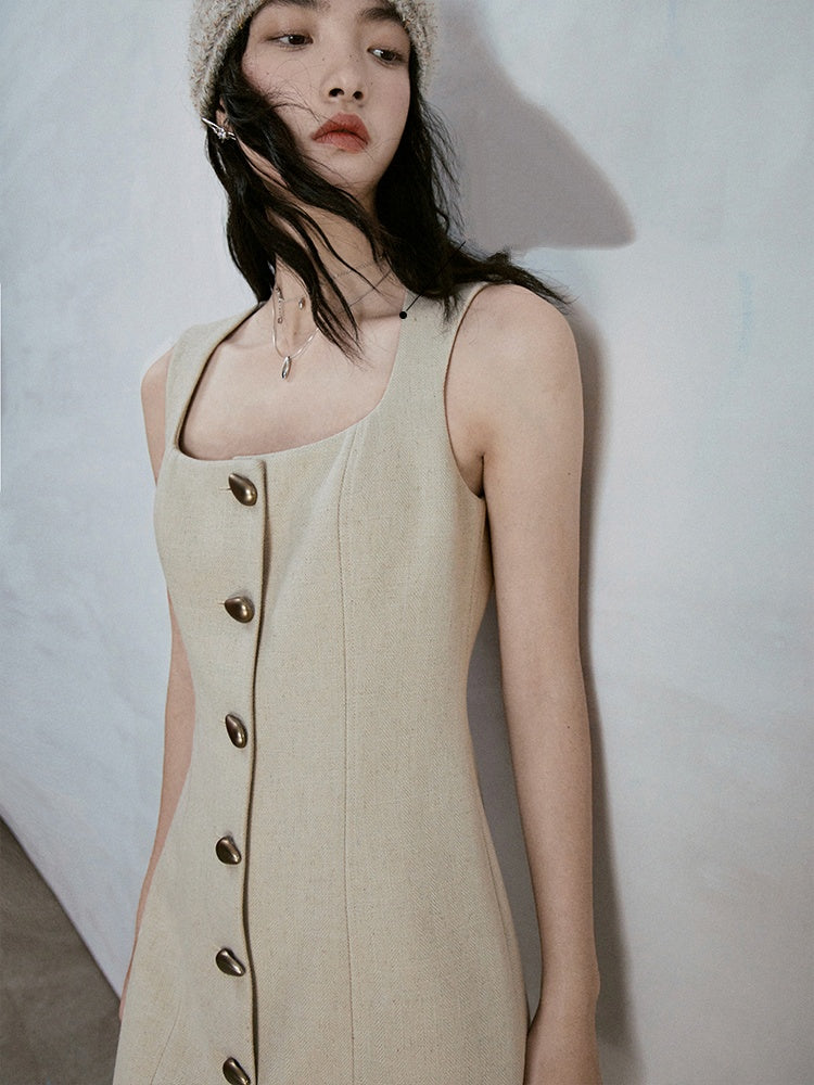 Tweed U-Neck Sleeveless One-piece